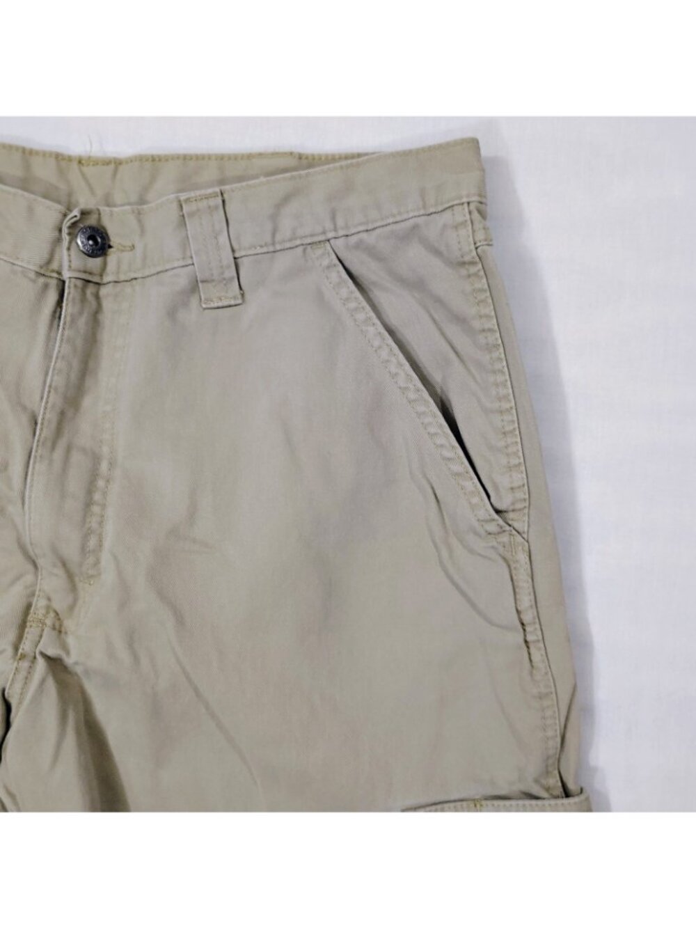 Wrangler Khaki Cargo Pants Mens Size 34 x 34 Straight Leg Pockets Cotton Tan - Picture 14 of 16
